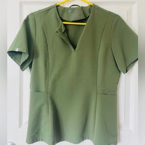 Figs Scrub Top Olive Green Size Small